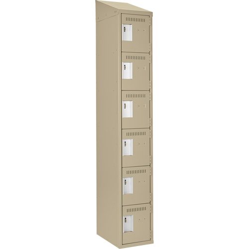 Clean Line Lockerette, 6 -tier, 12" x 18" x 78", Steel, Beige, Rivet (Assembled) Trail Hammer and Bolt