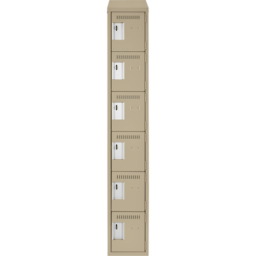 Clean Line Lockerette, 6 -tier, 12" x 18" x 78", Steel, Beige, Rivet (Assembled) Trail Hammer and Bolt