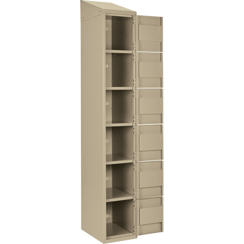 Clean Line Lockerette, 6 -tier, Bank of 3, 36" x 18" x 78", Steel, Beige, Rivet (Assembled) Trail Hammer and Bolt