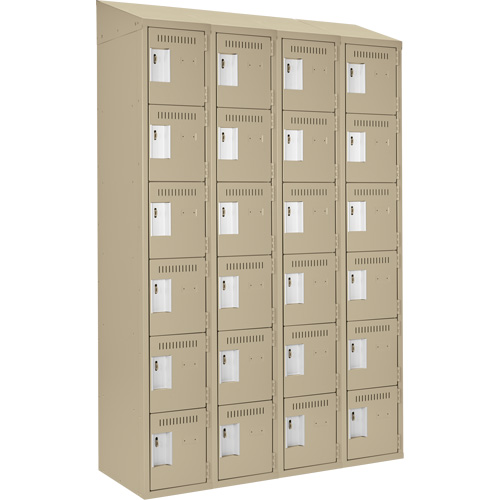 Clean Line Lockerette, 6 -tier, Bank of 4, 48" x 18" x 78", Steel, Beige, Rivet (Assembled) Trail Hammer and Bolt