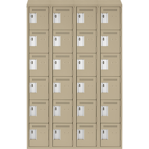 Clean Line Lockerette, 6 -tier, Bank of 4, 48" x 18" x 78", Steel, Beige, Rivet (Assembled) Trail Hammer and Bolt