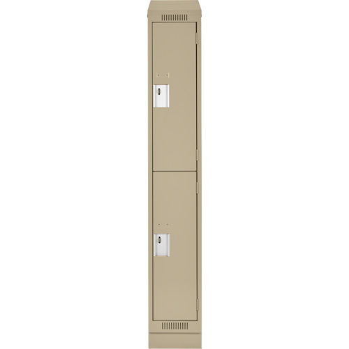 Clean Line Lockers, 2 -tier, 12" x 18" x 82", Steel, Beige, Rivet (Assembled) Trail Hammer and Bolt