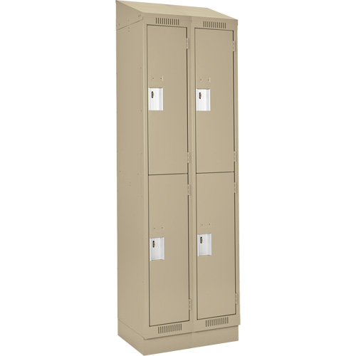 Clean Line Lockers, 2 -tier, Bank of 2, 24" x 18" x 82", Steel, Beige, Rivet (Assembled) Trail Hammer and Bolt