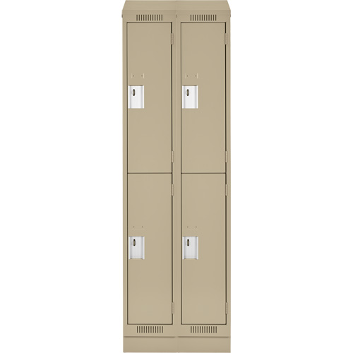Clean Line Lockers, 2 -tier, Bank of 2, 24" x 18" x 82", Steel, Beige, Rivet (Assembled) Trail Hammer and Bolt