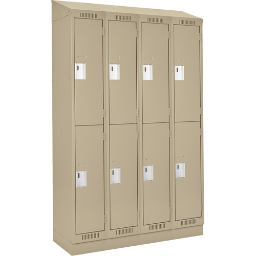 Clean Line Lockers, 2 -tier, Bank of 4, 48" x 18" x 82", Steel, Beige, Rivet (Assembled) Trail Hammer and Bolt