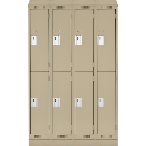 Clean Line Lockers, 2 -tier, Bank of 4, 48" x 18" x 82", Steel, Beige, Rivet (Assembled) Trail Hammer and Bolt