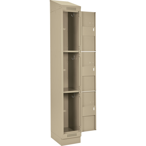 Clean Line Lockers, 3 -tier, Bank of 4, 48" x 18" x 82", Steel, Beige, Rivet (Assembled) Trail Hammer and Bolt
