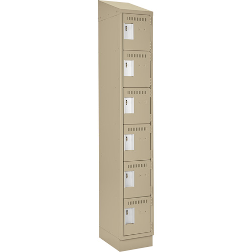 Clean Line Lockerette , 6 -tier, 12" x 18" x 82", Steel, Beige, Rivet (Assembled) Trail Hammer and Bolt
