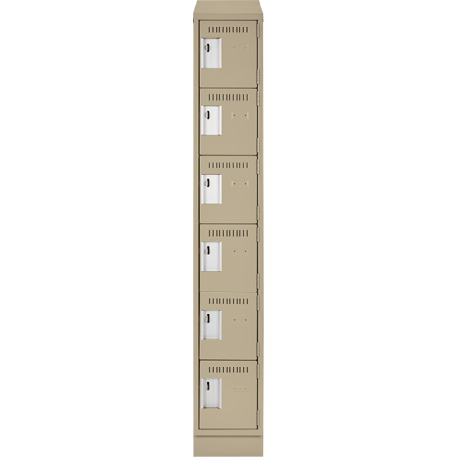 Clean Line Lockerette , 6 -tier, 12" x 18" x 82", Steel, Beige, Rivet (Assembled) Trail Hammer and Bolt
