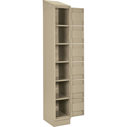 Clean Line Lockerette , 6 -tier, Bank of 4, 48" x 18" x 82", Steel, Beige, Rivet (Assembled) Trail Hammer and Bolt