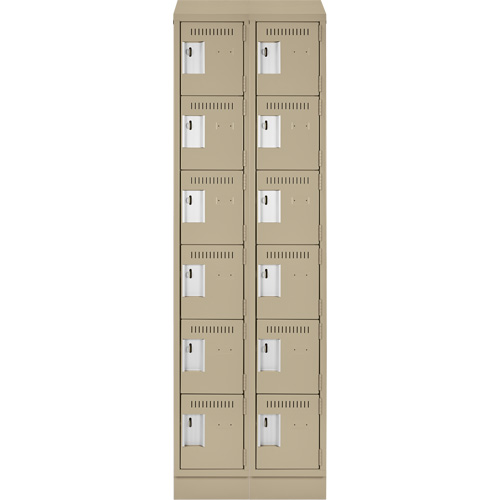 Clean Line Lockerette , 6 -tier, Bank of 2, 24" x 18" x 82", Steel, Beige, Rivet (Assembled) Trail Hammer and Bolt