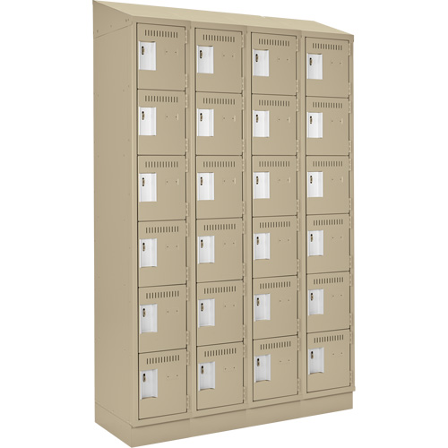 Clean Line Lockerette , 6 -tier, Bank of 4, 48" x 18" x 82", Steel, Beige, Rivet (Assembled) Trail Hammer and Bolt