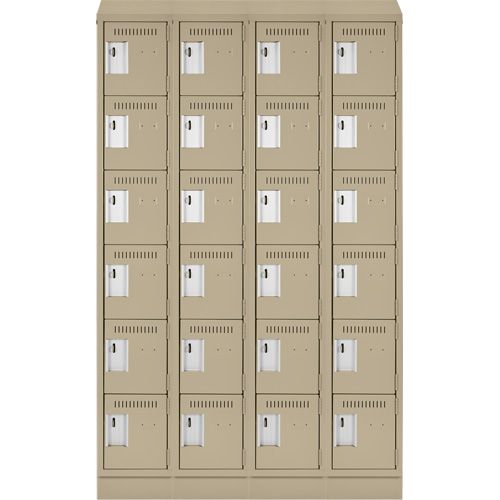 Clean Line Lockerette , 6 -tier, Bank of 4, 48" x 18" x 82", Steel, Beige, Rivet (Assembled) Trail Hammer and Bolt