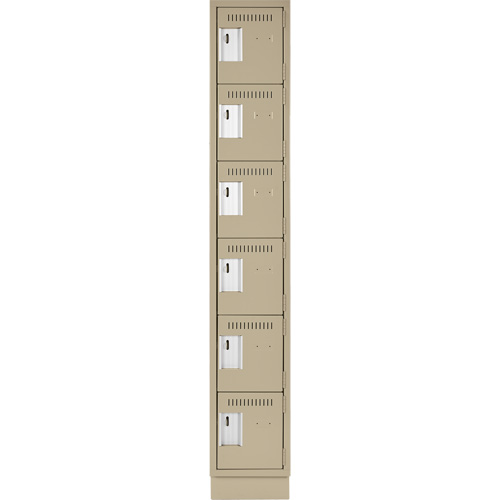 Clean Line Lockerette, 6 -tier, 12" x 18" x 76", Steel, Beige, Rivet (Assembled) Trail Hammer and Bolt