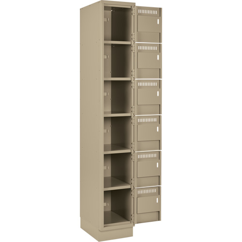 Clean Line Lockerette, 6 -tier, Bank of 2, 24" x 18" x 76", Steel, Beige, Rivet (Assembled) Trail Hammer and Bolt