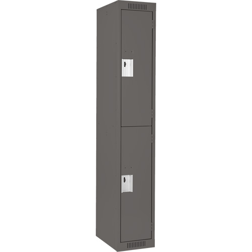 Clean Line Lockers, 2 -tier, 12" x 18" x 72", Steel, Charcoal, Rivet (Assembled) Trail Hammer and Bolt