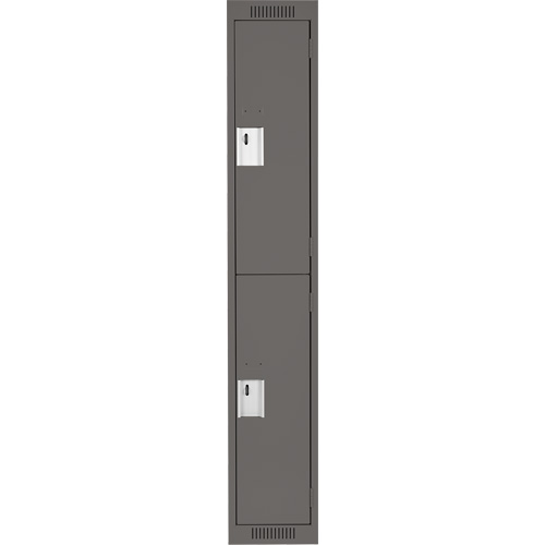 Clean Line Lockers, 2 -tier, 12" x 18" x 72", Steel, Charcoal, Rivet (Assembled) Trail Hammer and Bolt