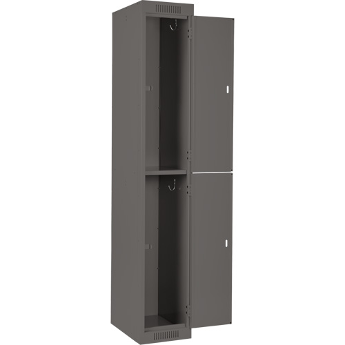 Clean Line Lockers, 2 -tier, Bank of 4, 48" x 18" x 72", Steel, Charcoal, Rivet (Assembled) Trail Hammer and Bolt