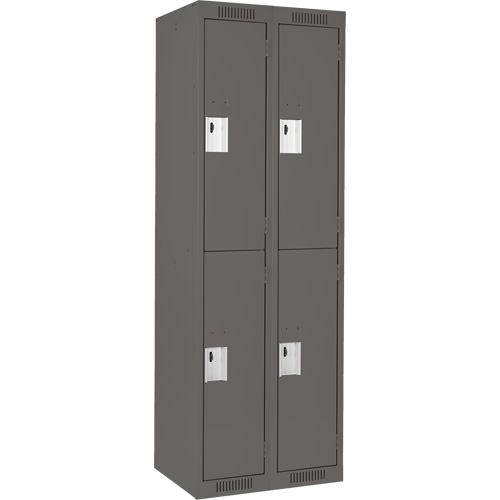 Clean Line Lockers, 2 -tier, Bank of 2, 24" x 18" x 72", Steel, Charcoal, Rivet (Assembled) Trail Hammer and Bolt