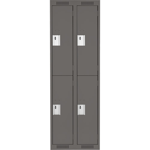 Clean Line Lockers, 2 -tier, Bank of 2, 24" x 18" x 72", Steel, Charcoal, Rivet (Assembled) Trail Hammer and Bolt