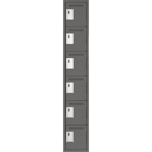 Clean Line Lockerette, 6 -tier, 12" x 18" x 72", Steel, Charcoal, Rivet (Assembled) Trail Hammer and Bolt