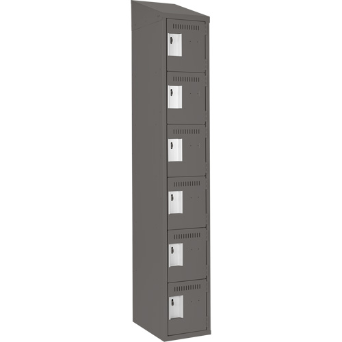Clean Line Lockerette, 6 -tier, 12" x 18" x 78", Steel, Charcoal, Rivet (Assembled) Trail Hammer and Bolt