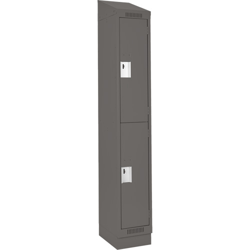 Clean Line Lockers, 2 -tier, 12" x 18" x 82", Steel, Charcoal, Rivet (Assembled) Trail Hammer and Bolt
