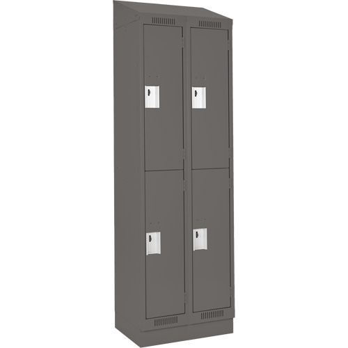 Clean Line Lockers, 2 -tier, Bank of 2, 24" x 18" x 82", Steel, Charcoal, Rivet (Assembled) Trail Hammer and Bolt