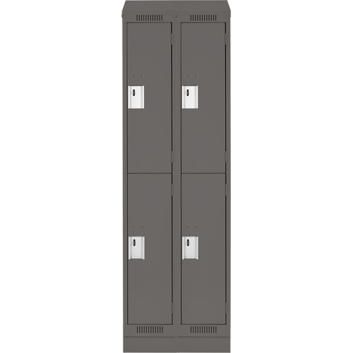 Clean Line Lockers, 2 -tier, Bank of 2, 24" x 18" x 82", Steel, Charcoal, Rivet (Assembled) Trail Hammer and Bolt