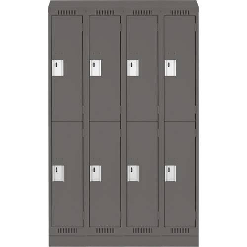 Clean Line Lockers, 2 -tier, Bank of 4, 48" x 18" x 82", Steel, Charcoal, Rivet (Assembled) Trail Hammer and Bolt