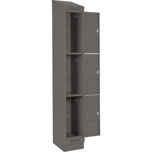 Clean Line Lockers, 3 -tier, Bank of 4, 48" x 18" x 82", Steel, Charcoal, Rivet (Assembled) Trail Hammer and Bolt