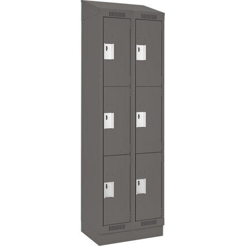 Clean Line Lockers, 3 -tier, Bank of 2, 24" x 18" x 82", Steel, Charcoal, Rivet (Assembled) Trail Hammer and Bolt