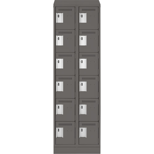 Clean Line Lockerette, 6 -tier, Bank of 2, 24" x 18" x 82", Steel, Charcoal, Rivet (Assembled) Trail Hammer and Bolt