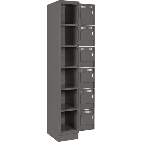 Clean Line Lockerette, 6 -tier, Bank of 4, 48" x 18" x 76", Steel, Charcoal, Rivet (Assembled) Trail Hammer and Bolt