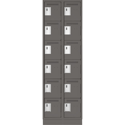 Clean Line Lockerette, 6 -tier, Bank of 2, 24" x 18" x 76", Steel, Charcoal, Rivet (Assembled) Trail Hammer and Bolt