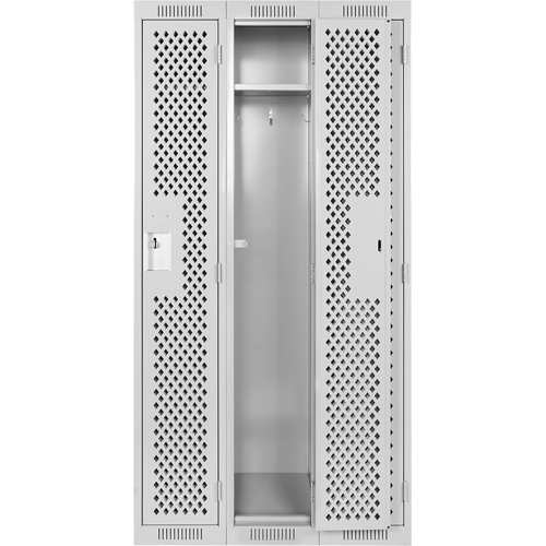 Clean Line Lockers, Bank of 3, 36" x 15" x 72", Steel, Grey, Rivet (Assembled), Perforated Trail Hammer and Bolt