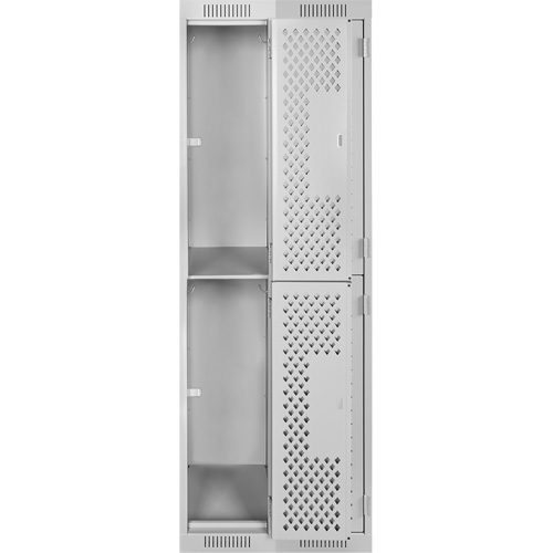 Clean Line Lockers, 2 -tier, Bank of 2, 24" x 12" x 72", Steel, Grey, Rivet (Assembled), Perforated Trail Hammer and Bolt