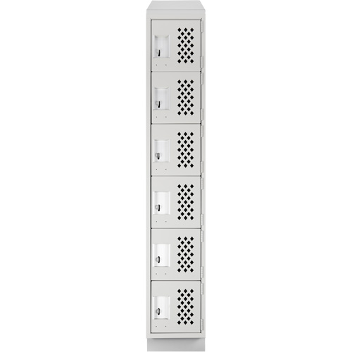 Assembled Lockerettes Clean Line Perforated Economy Lockers, 6 -tier, 18" x 72" x 12", Steel Trail Hammer and Bolt
