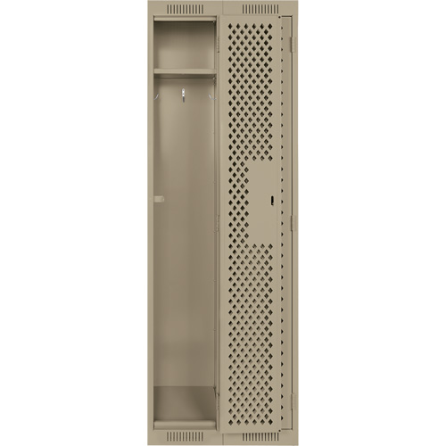 Clean Line Lockers, Bank of 2, 24" x 12" x 72", Steel, Beige, Rivet (Assembled), Perforated Trail Hammer and Bolt