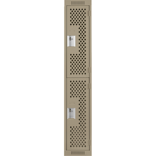 Casiers Clean Line, 2 niveaux, 12" x 15" x 72", Acier, Beige, Rivet (assembl&eacute;), Perfor&eacute; Trail Hammer and Bolt