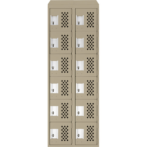 Clean-Line Perforated Lockerette, 6 -tier, Bank of 2, 12" x 72" x 12", Steel Trail Hammer and Bolt