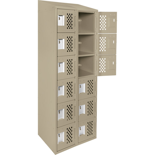 Clean-Line Perforated Lockerette, 6 -tier, Bank of 2, 12" x 72" x 12", Steel Trail Hammer and Bolt