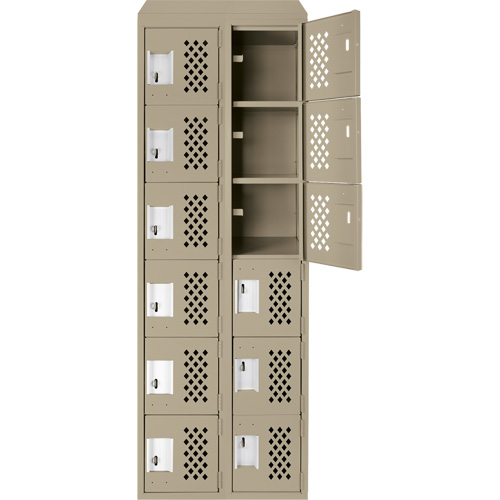 Clean-Line Perforated Lockerette, 6 -tier, Bank of 2, 12" x 72" x 12", Steel Trail Hammer and Bolt