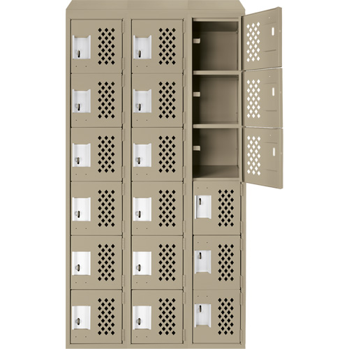 Petit casier perfor&eacute; Clean-Line, 6 niveaux, Bloc de 3, 12" x 72" x 12", Acier Trail Hammer and Bolt