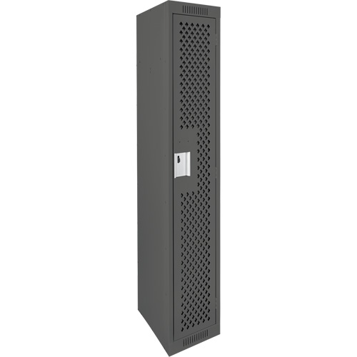 Clean Line Lockers, 12" x 12" x 72", Steel, Charcoal, Rivet (Assembled), Perforated Trail Hammer and Bolt