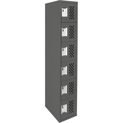 Assembled Lockerettes Clean Line Perforated Economy Lockers, 6 -tier, 18" x 72" x 12", Steel Trail Hammer and Bolt