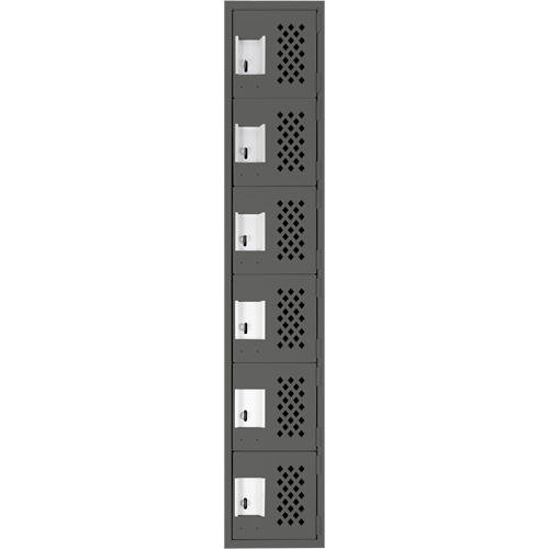 Assembled Lockerettes Clean Line Perforated Economy Lockers, 6 -tier, 18" x 72" x 12", Steel Trail Hammer and Bolt