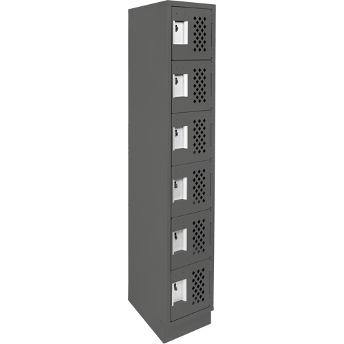 Assembled Lockerettes Clean Line Perforated Economy Lockers, 6 -tier, 18" x 72" x 12", Steel Trail Hammer and Bolt