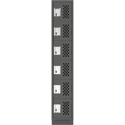 Assembled Lockerettes Clean Line Perforated Economy Lockers, 6 -tier, 18" x 72" x 12", Steel Trail Hammer and Bolt