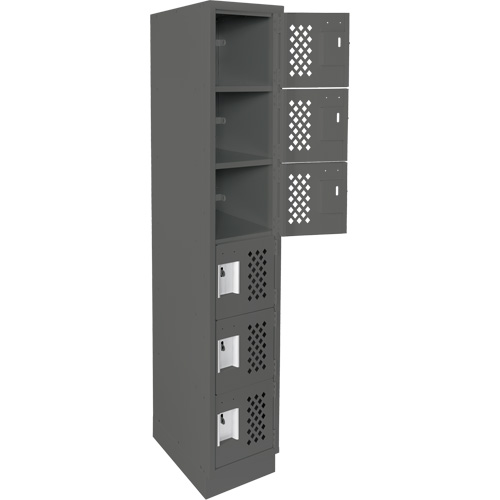 Assembled Lockerettes Clean Line Perforated Economy Lockers, 6 -tier, 18" x 72" x 12", Steel Trail Hammer and Bolt